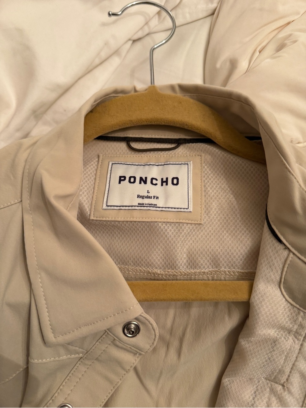 Poncho Men's Casual Button-Down Shirt in Beige - Picture 3 of 4